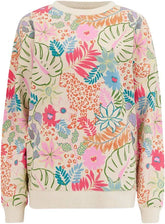 SUGARHILL Eadie Relaxed Sweatshirt - Off-White/Multi, Painted Jungle-SW0173
